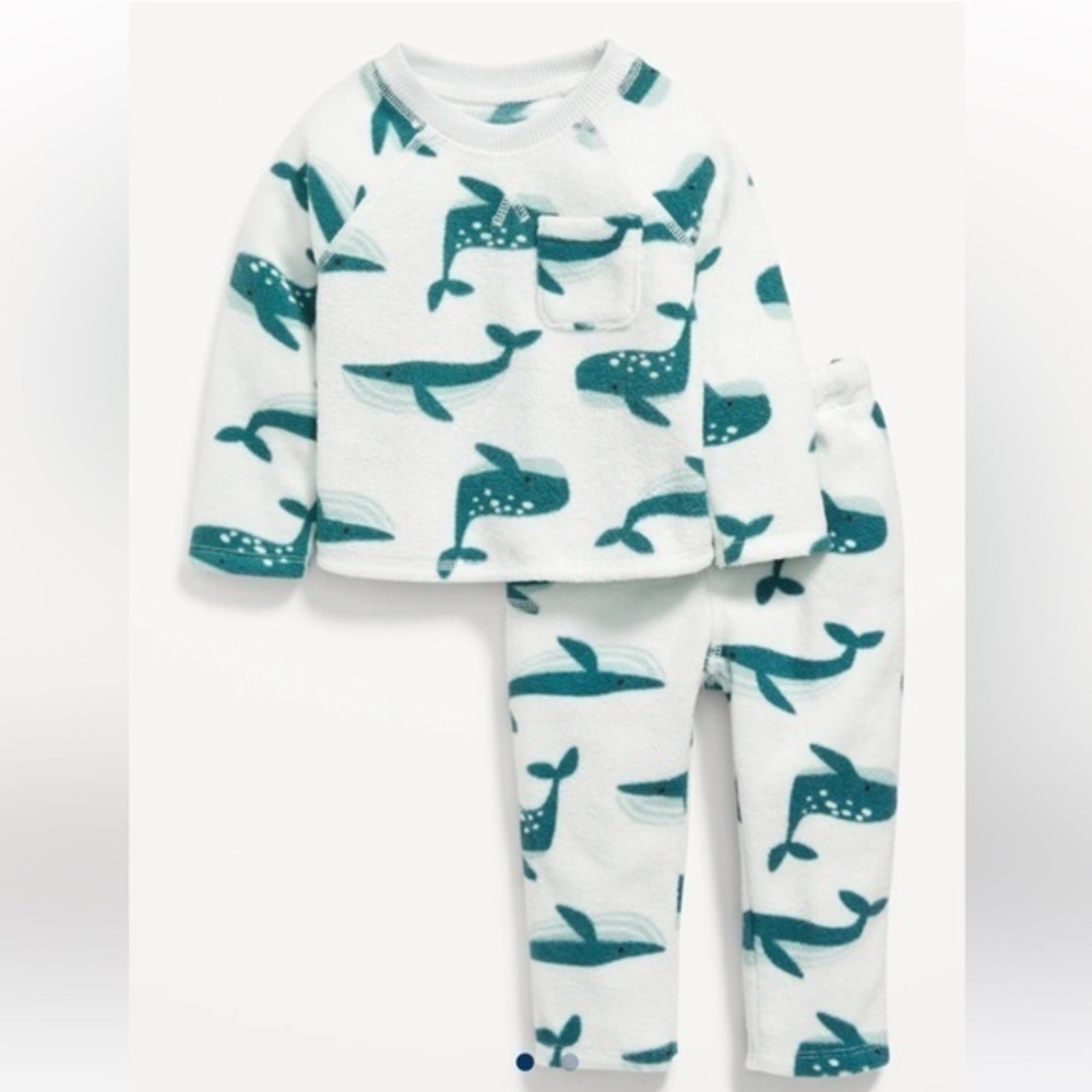 Old Navy • NWT Crew Neck Pocket Blue Whale Terry Cloth Sweatshirt Sweatpants